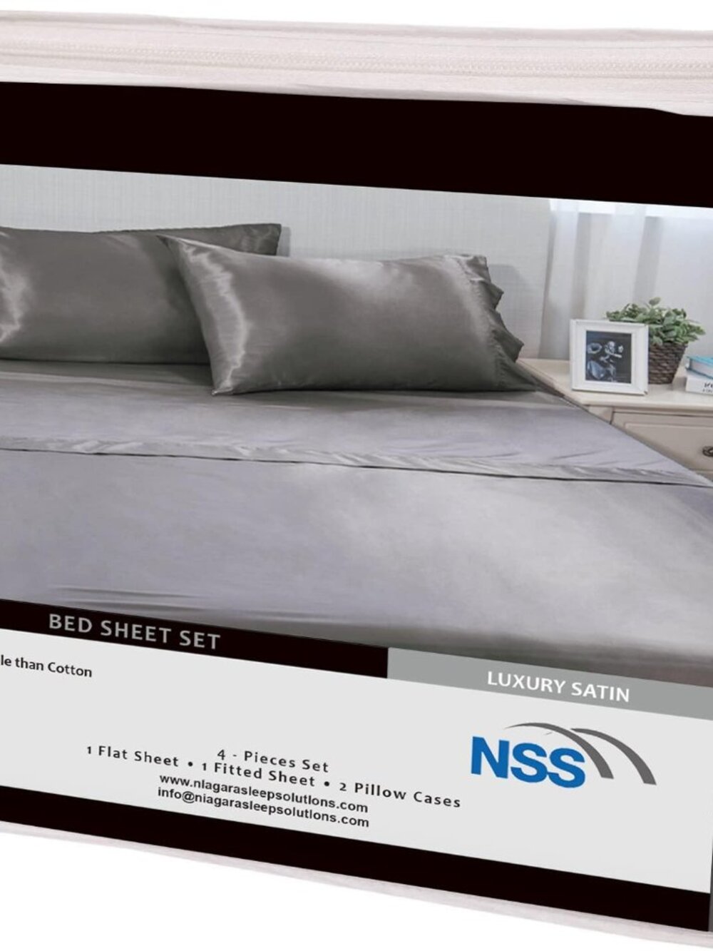 King Sz 4 Pc Bed Sheet Set Silky Smooth Satin Deep Pocket X002YMM88F - Picture 6 of 6
